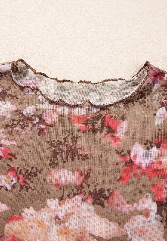 Floral Mock Neck Long Sleeve Sheer Top sold by Body Central product image thumbnail 5