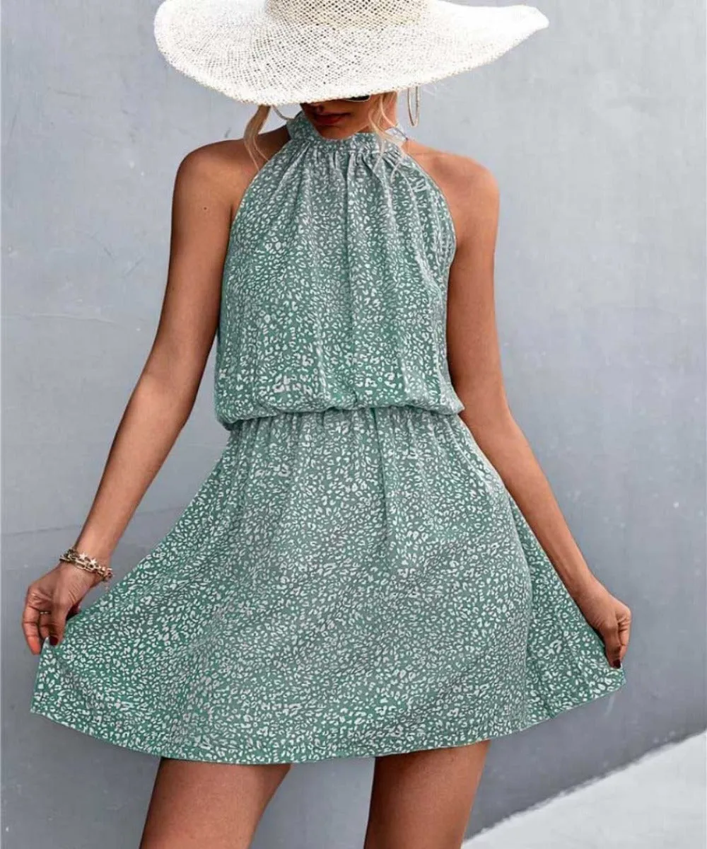 Short Mini Halter Boho Floral Dress sold by Body Central product image thumbnail 5