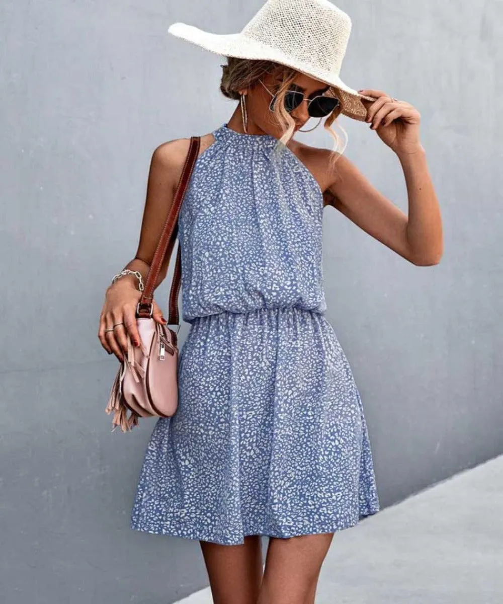 Short Mini Halter Boho Floral Dress sold by Body Central