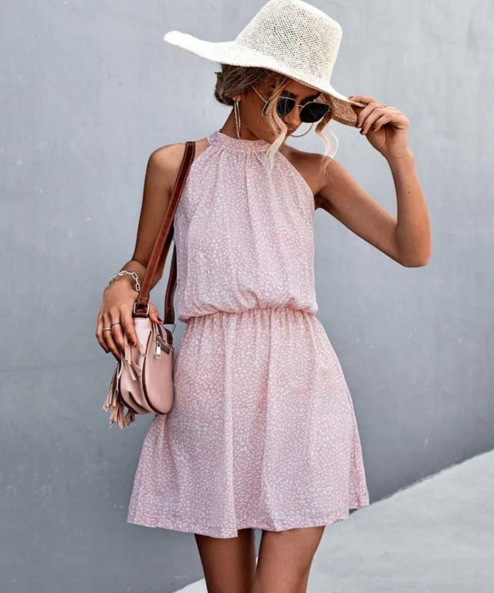 Short Mini Halter Boho Floral Dress sold by Body Central product image thumbnail 3