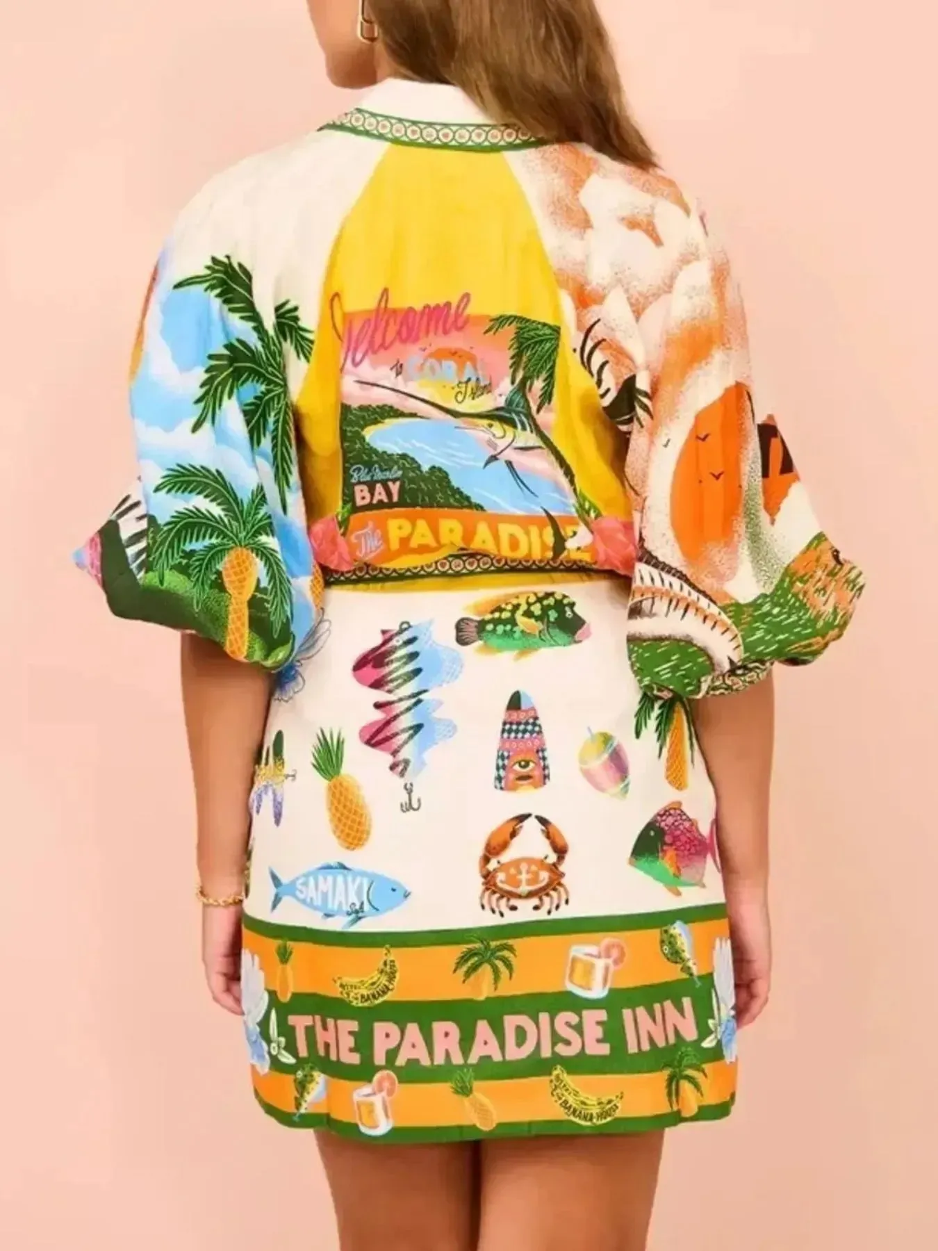 Tropical Print Button Up Shirt Dress sold by Body Central product image thumbnail 4