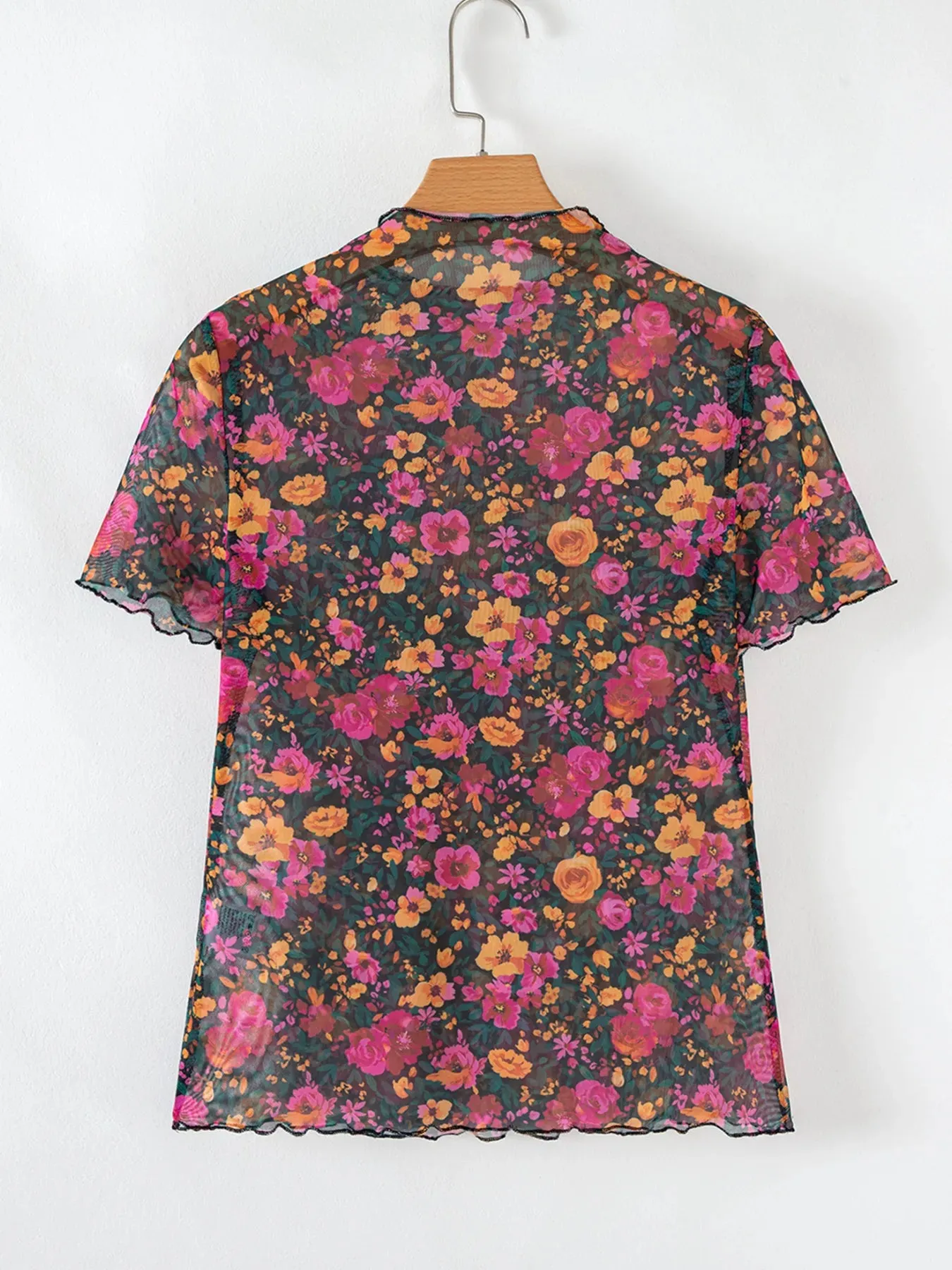 Floral Print Mock Neck Short Sleeve Top sold by Body Central product image thumbnail 3