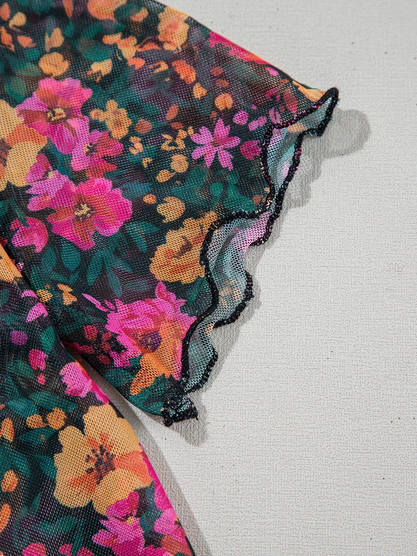 Floral Print Mock Neck Short Sleeve Top sold by Body Central product image thumbnail 4