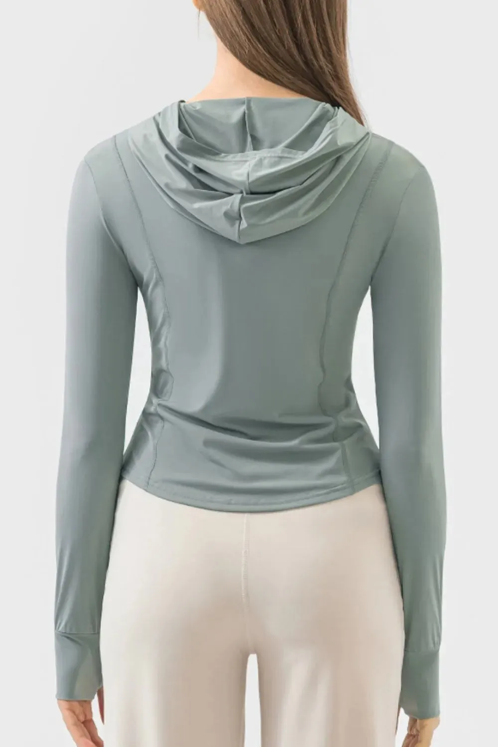 Pocketed Zip Up Hooded Long Sleeve Active Outerwear sold by Body Central product image thumbnail 2