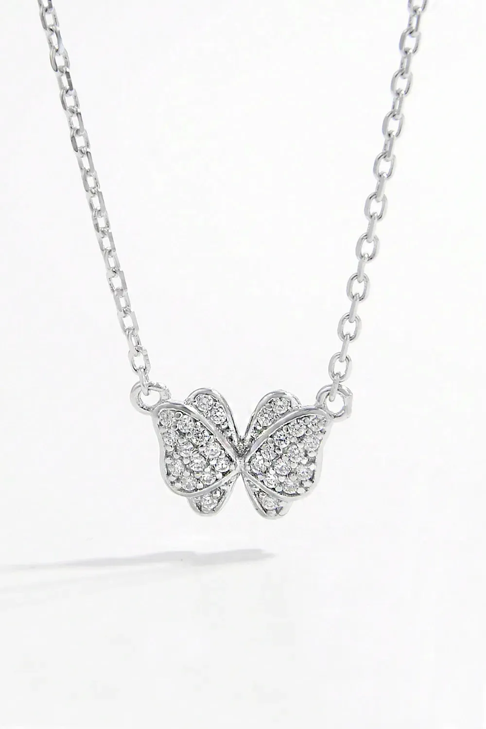925 Sterling Silver Zircon Butterfly Pendant Necklace sold by Body Central