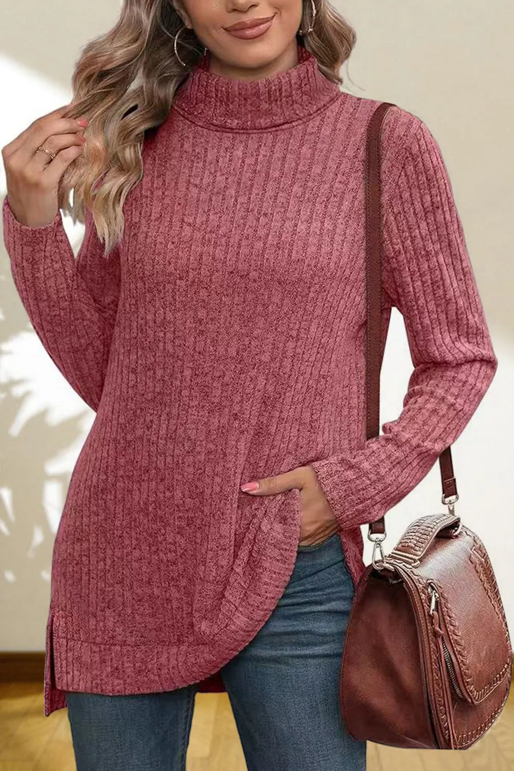Turtleneck High Low Top sold by Body Central