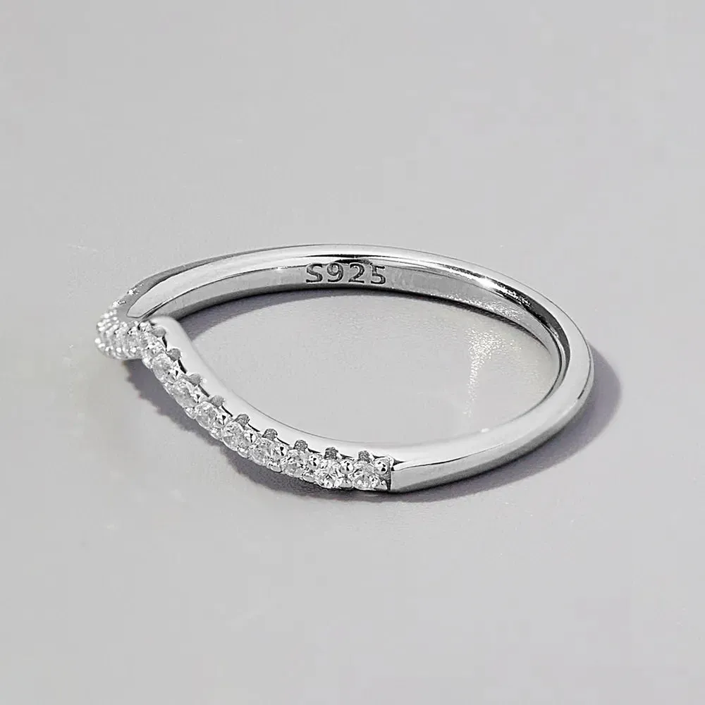 V Shape Inlaid Zircon 925 Sterling Silver Ring sold by Body Central product image thumbnail 3