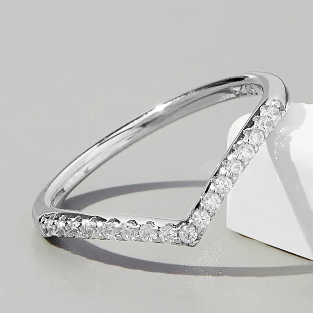 V Shape Inlaid Zircon 925 Sterling Silver Ring sold by Body Central product image thumbnail 2
