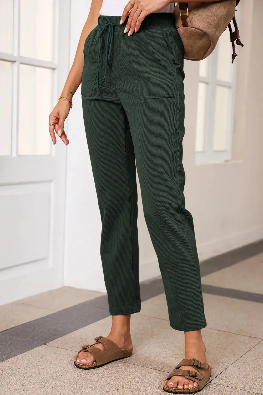Drawstring Straight Pants with Pockets sold by Body Central product image thumbnail 2