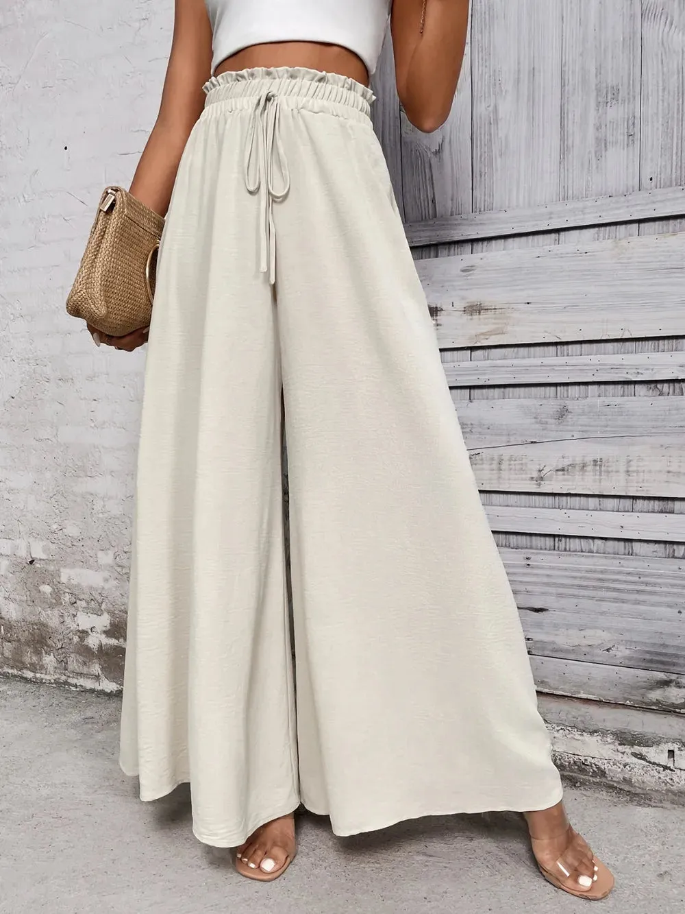 Tied High Waist Wide Leg Pants sold by Body Central