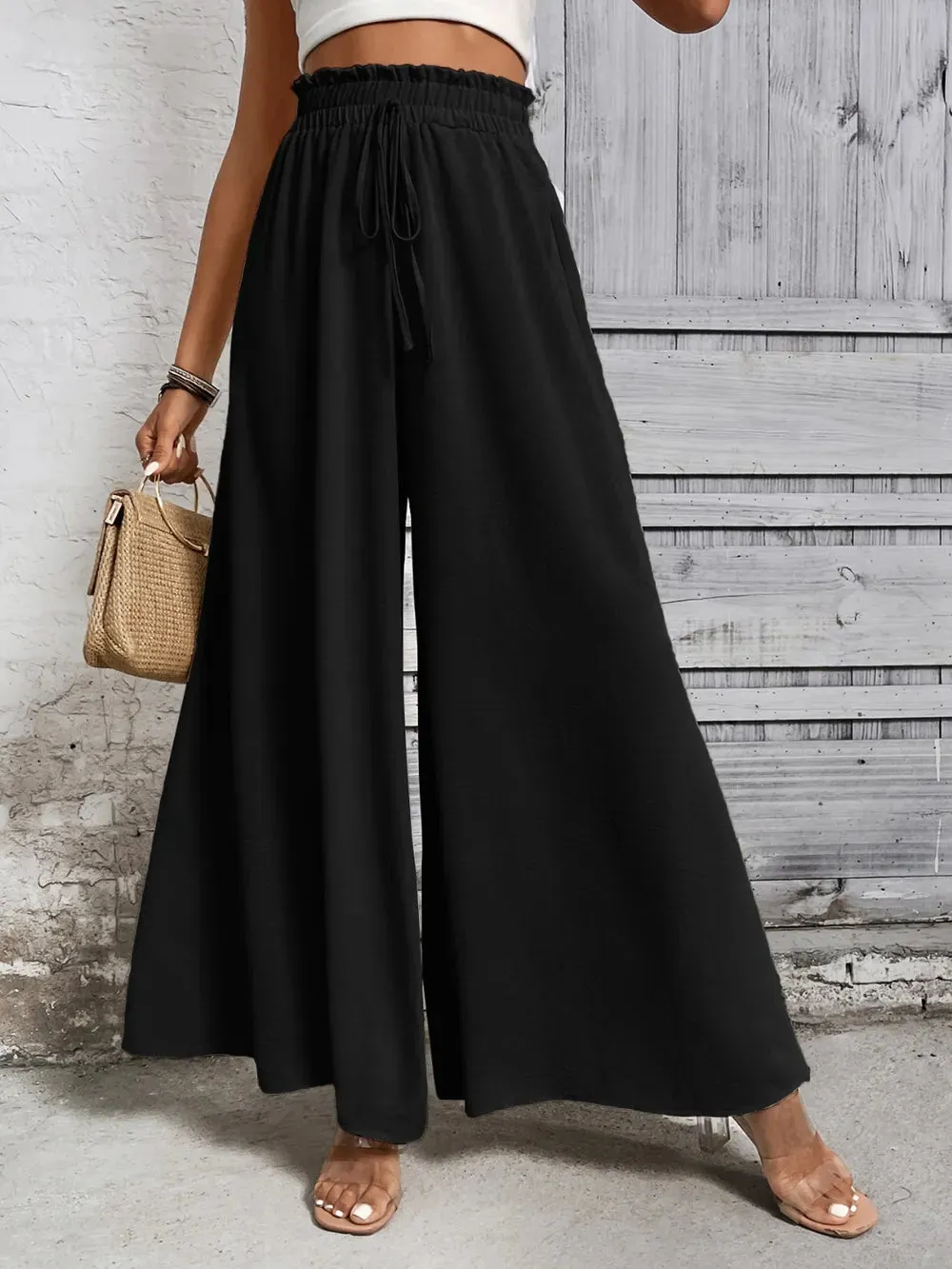 Tied High Waist Wide Leg Pants sold by Body Central product image thumbnail 5