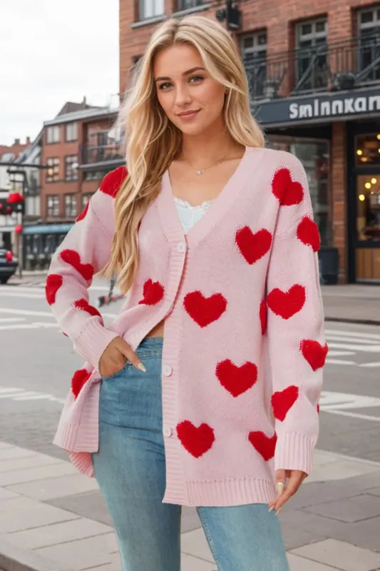 Heart Button Down Long Sleeve Cardigan sold by Body Central