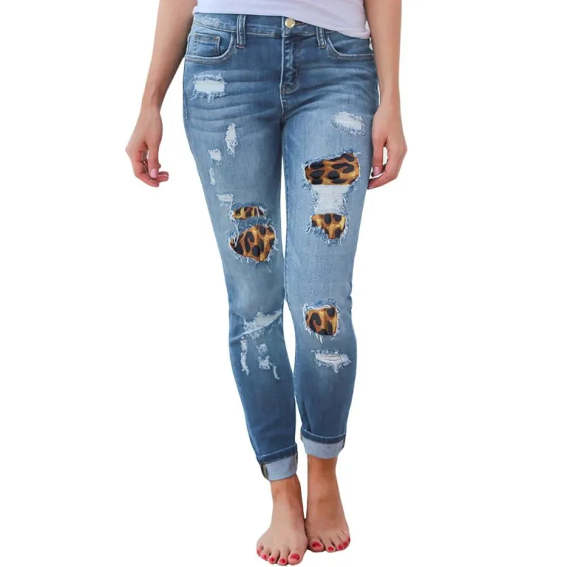 High Waist Patchwork Irregular Ribbed Holes Pencil Stretch Slim Skinny Jeans sold by Body Central