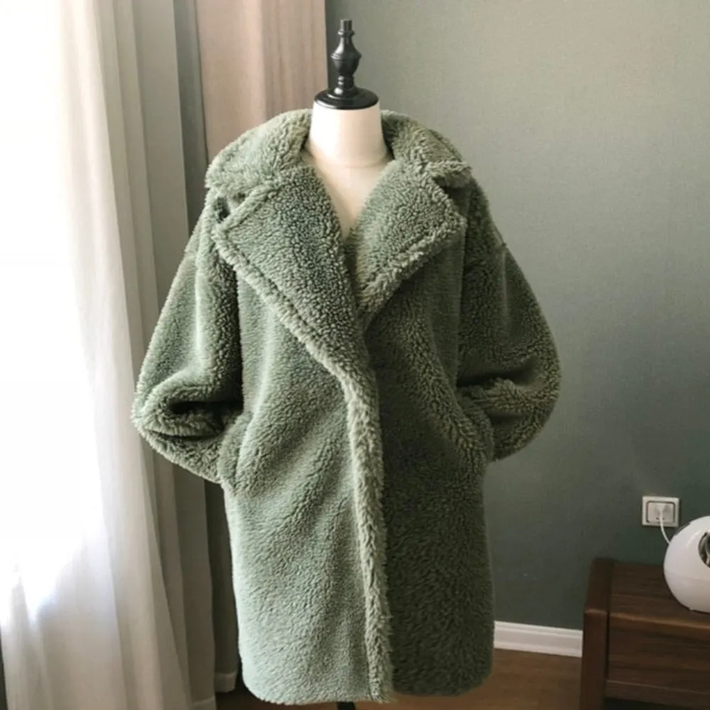 Luxury Long Fur Loose Lapel Shaggy Warm Fluffy Coat sold by Body Central product image thumbnail 4