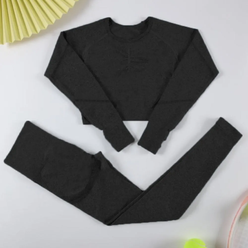 Long Sleeve Sports Set Fitness Yoga High Waist Leggings sold by Body Central product image thumbnail 2