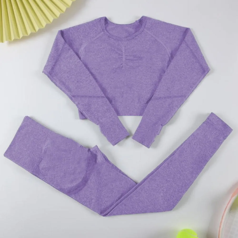 Long Sleeve Sports Set Fitness Yoga High Waist Leggings sold by Body Central product image thumbnail 5