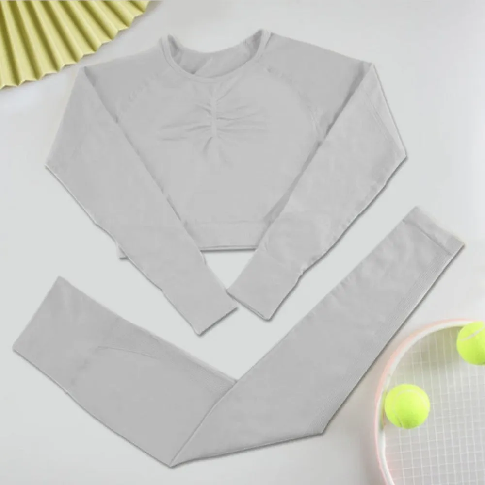 Long Sleeve Sports Set Fitness Yoga High Waist Leggings sold by Body Central product image thumbnail 4