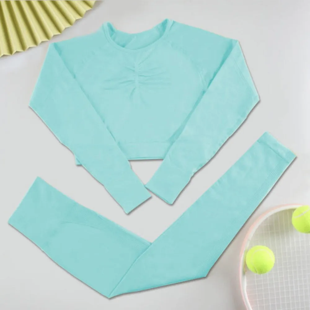 Long Sleeve Sports Set Fitness Yoga High Waist Leggings sold by Body Central product image thumbnail 3