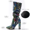 Colorful High Heels Thick Mid-calf Distressed Pointed Toe Zip Pleated Boots sold by Body Central