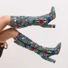 Colorful High Heels Thick Mid-calf Distressed Pointed Toe Zip Pleated Boots sold by Body Central