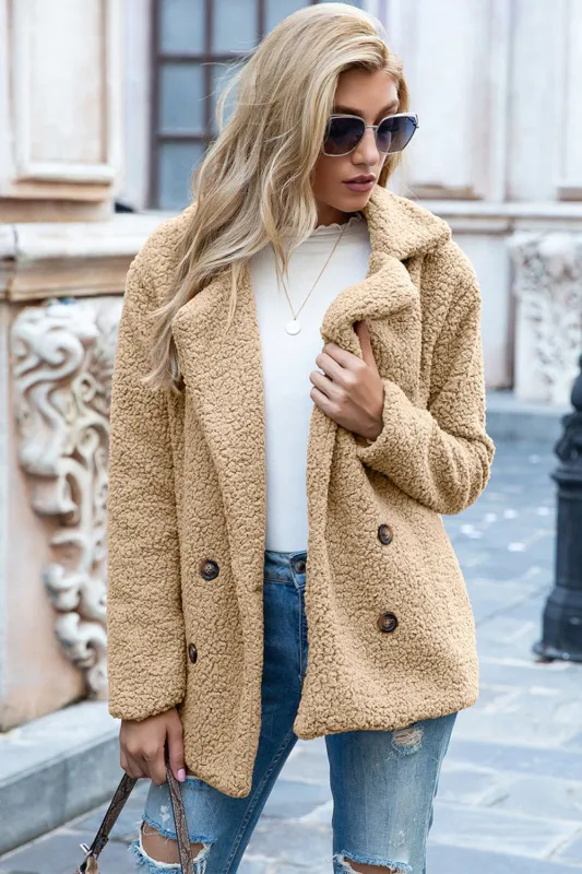Lapel Collar Sherpa Coat sold by Body Central