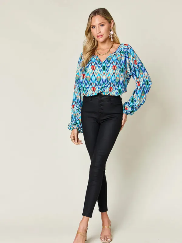 Printed Balloon Sleeve Blouse sold by Body Central