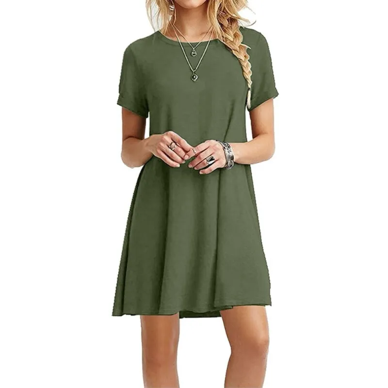 Summer Mini Short Sleeve Beach Loose Dress sold by Body Central