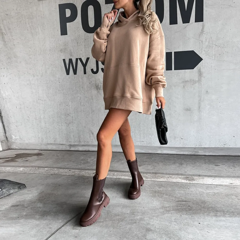 Hooded Loose Long Sleeve Pockets Sweatshirt sold by Body Central product image thumbnail 5