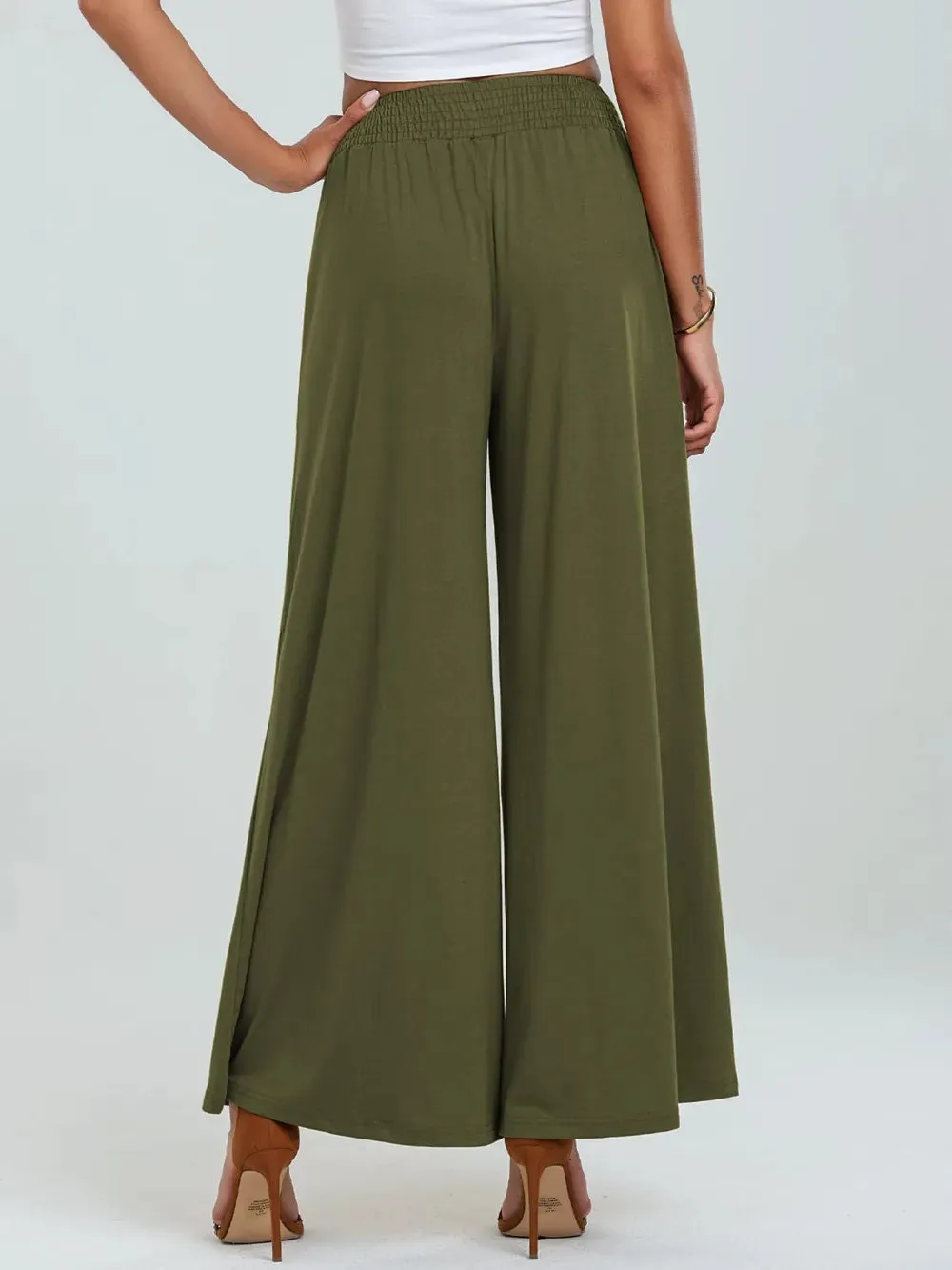 Pocketed Elastic Waist Wide Leg Pants sold by Body Central product image thumbnail 2