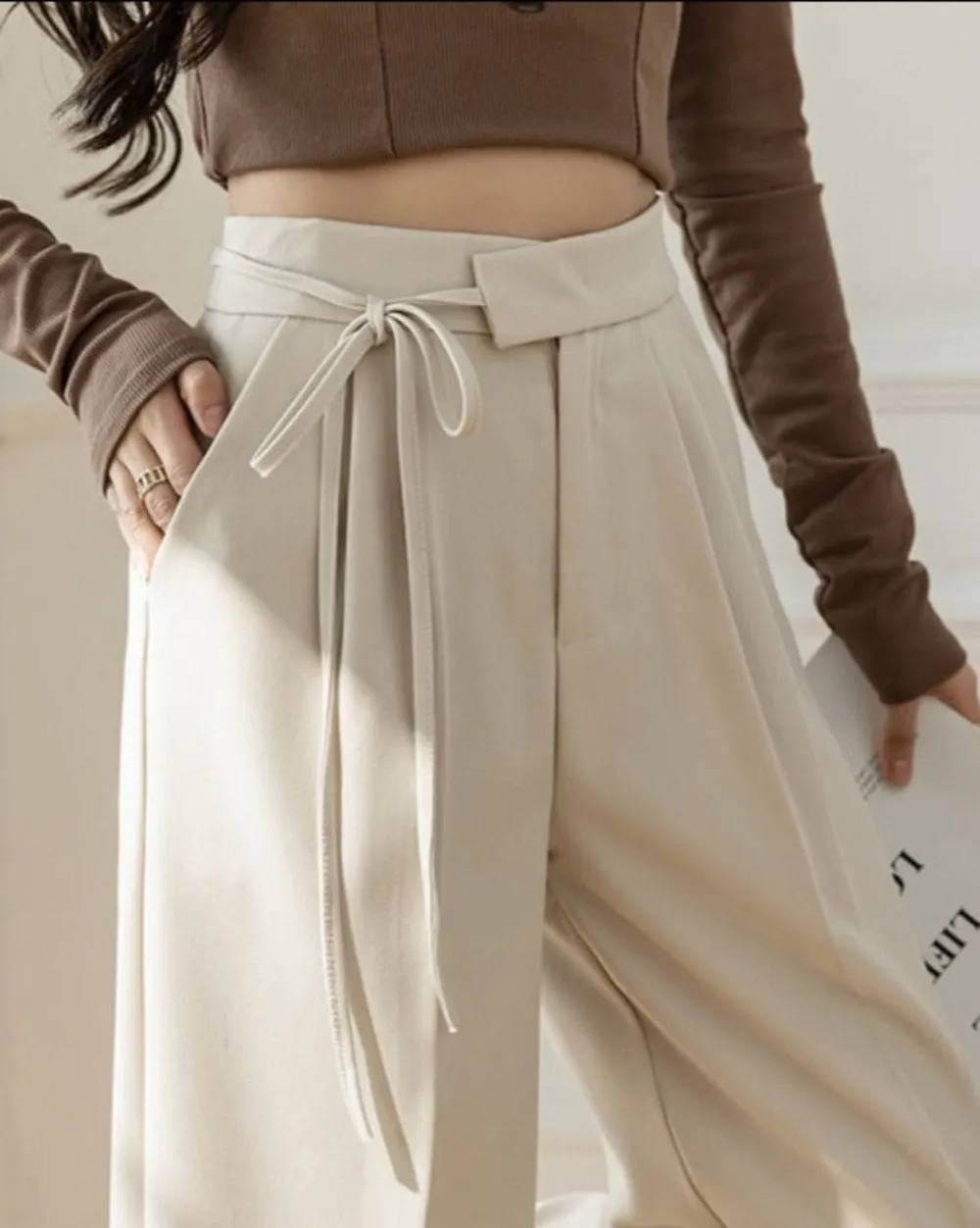 Elastic Waist Wide Leg Pants sold by Body Central product image thumbnail 2