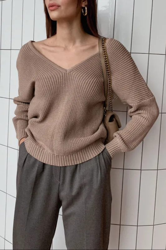 V Neck Pullover Sweater Soft Knitted Jumper sold by Body Central
