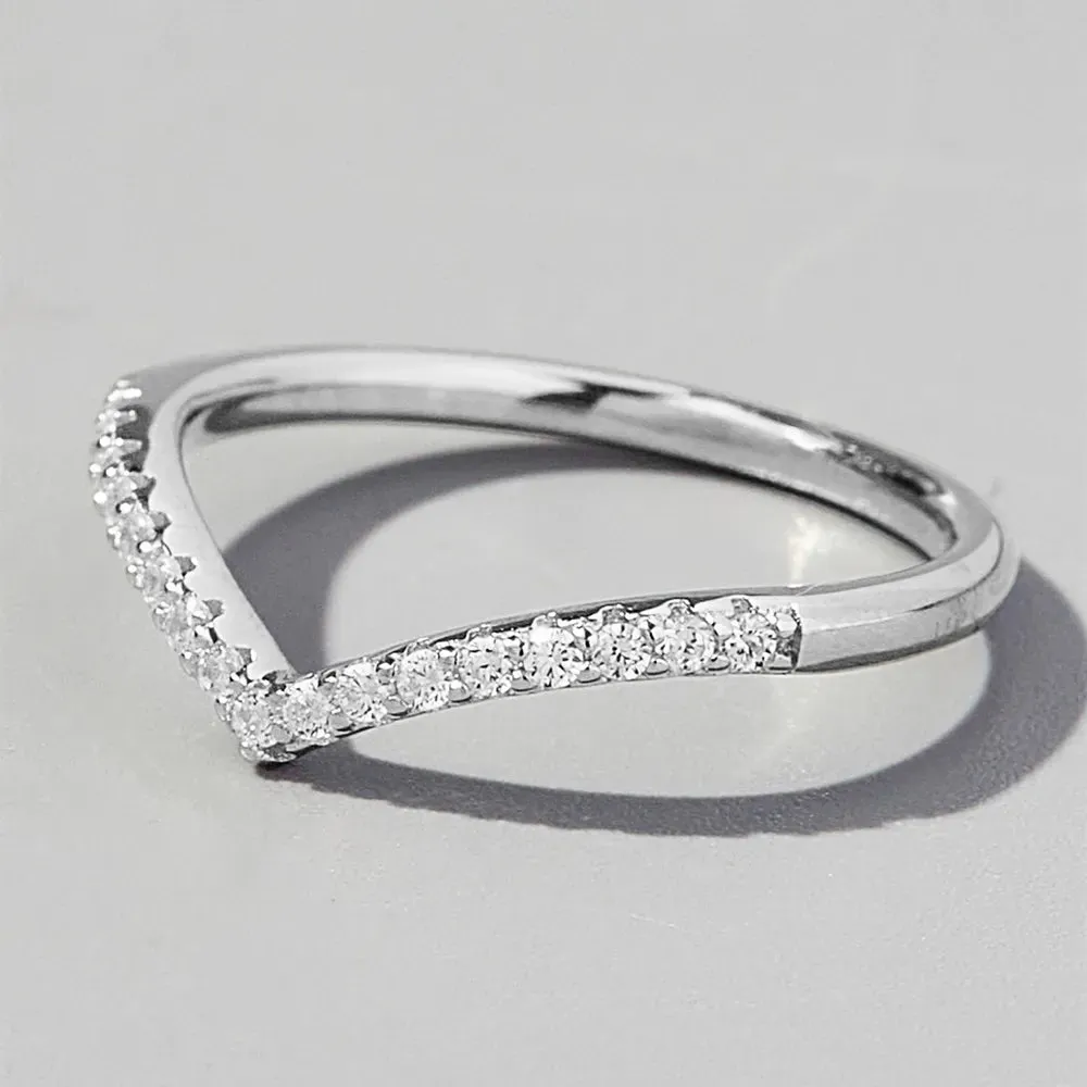 V Shape Inlaid Zircon Ring - 925 Sterling Silver sold by Body Central product image thumbnail 4