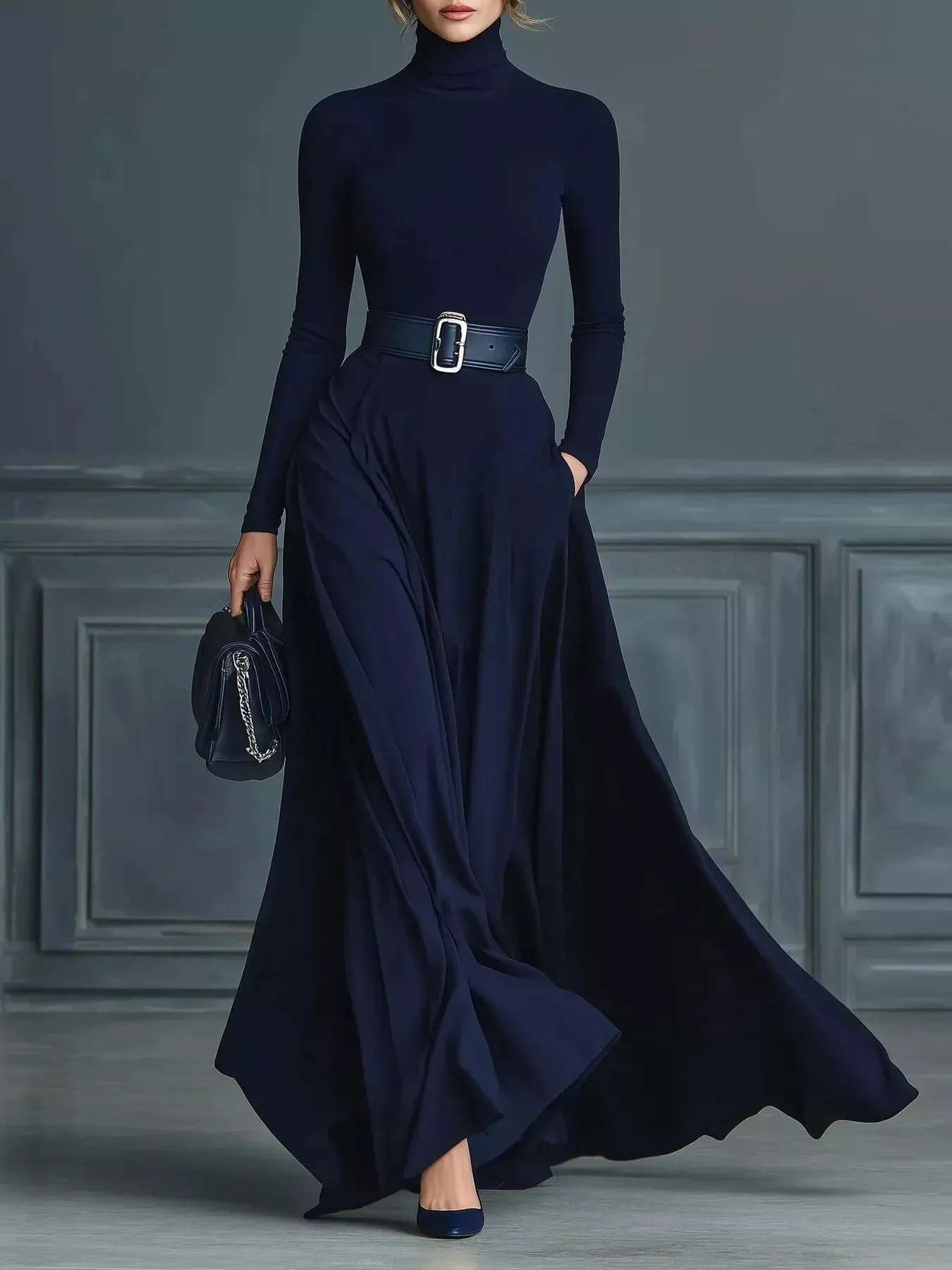 Turtleneck Long Sleeve Maxi Dress sold by Body Central product image thumbnail 2