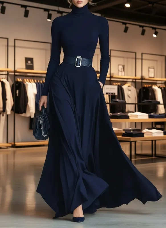 Turtleneck Long Sleeve Maxi Dress sold by Body Central