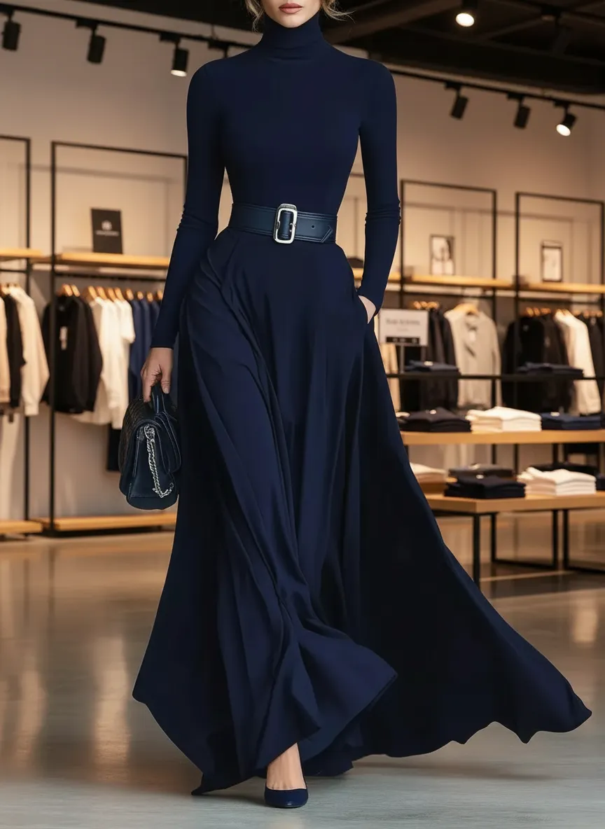 Turtleneck Long Sleeve Maxi Dress sold by Body Central