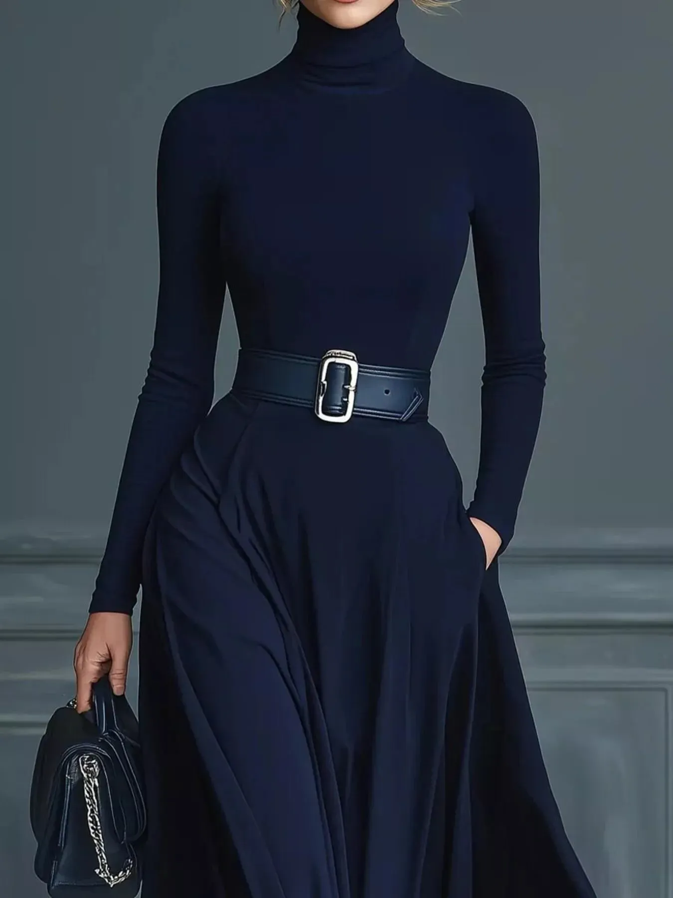 Turtleneck Long Sleeve Maxi Dress sold by Body Central product image thumbnail 4