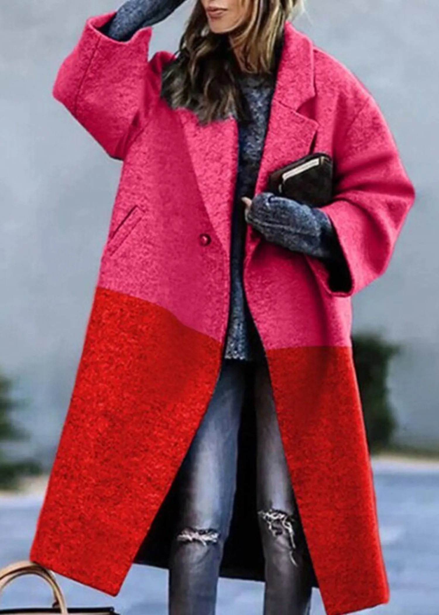 Elegant Outwear Single Button Loose Wool Coat sold by Body Central product image thumbnail 2