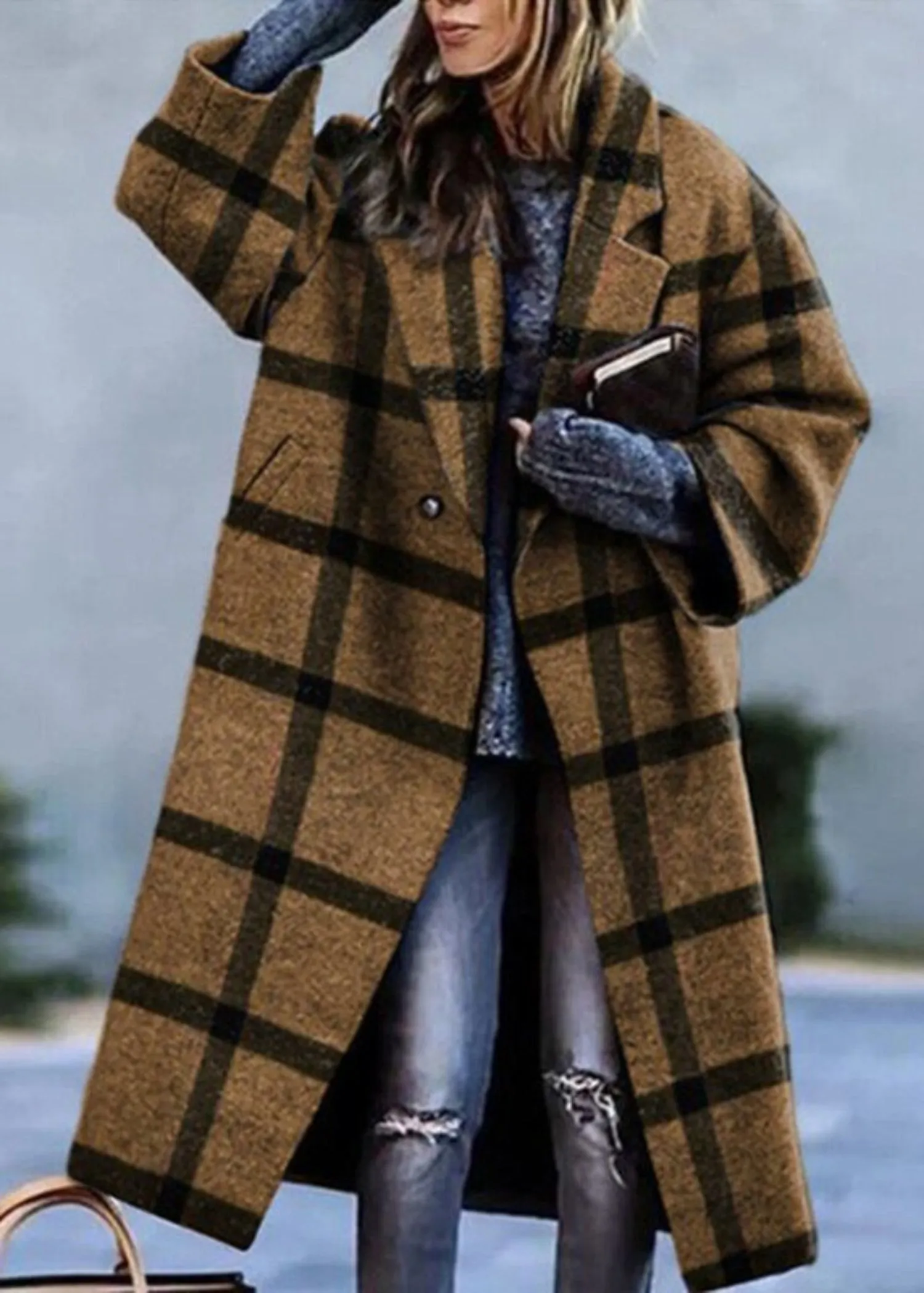 Elegant Outwear Single Button Loose Wool Coat sold by Body Central product image thumbnail 3