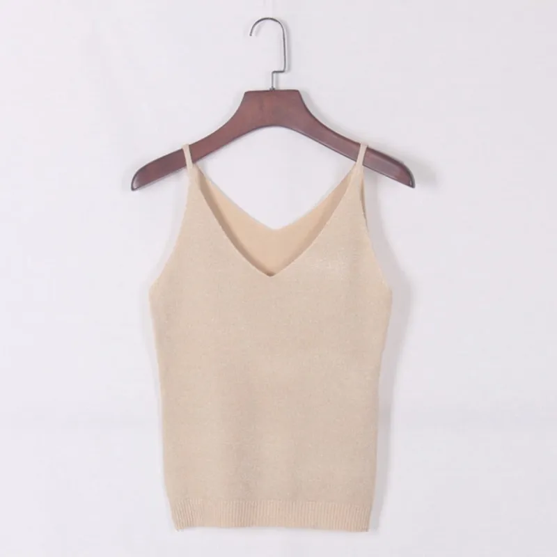 Deep V Neck Strappy Sleeveless Vest Tank Top sold by Body Central