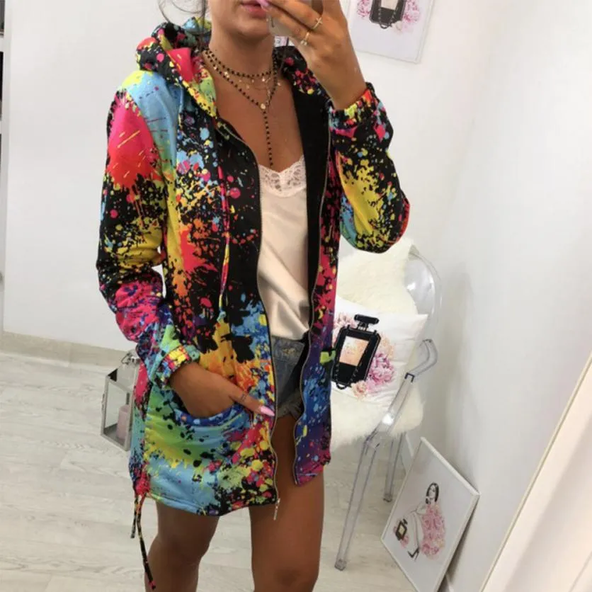 Fashion Tie dyeing Print Outwear Sweatshirt Hooded Jacket sold by Body Central product image thumbnail 2