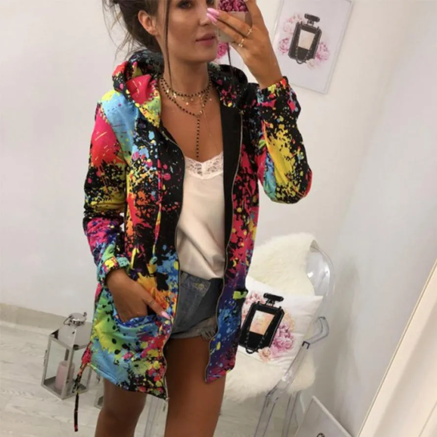 Fashion Tie dyeing Print Outwear Sweatshirt Hooded Jacket sold by Body Central