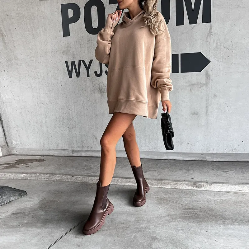 Hooded Loose Long Sleeve Pockets Sweatshirt sold by Body Central product image thumbnail 5