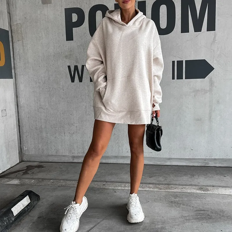 Hooded Loose Long Sleeve Pockets Sweatshirt sold by Body Central product image thumbnail 2