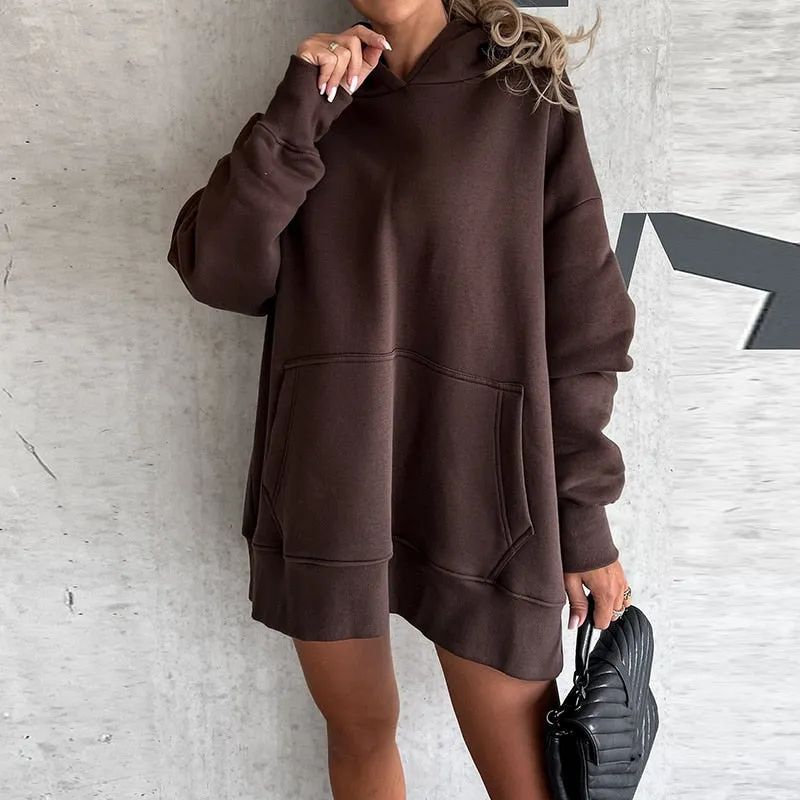 Hooded Loose Long Sleeve Pockets Sweatshirt sold by Body Central product image thumbnail 4