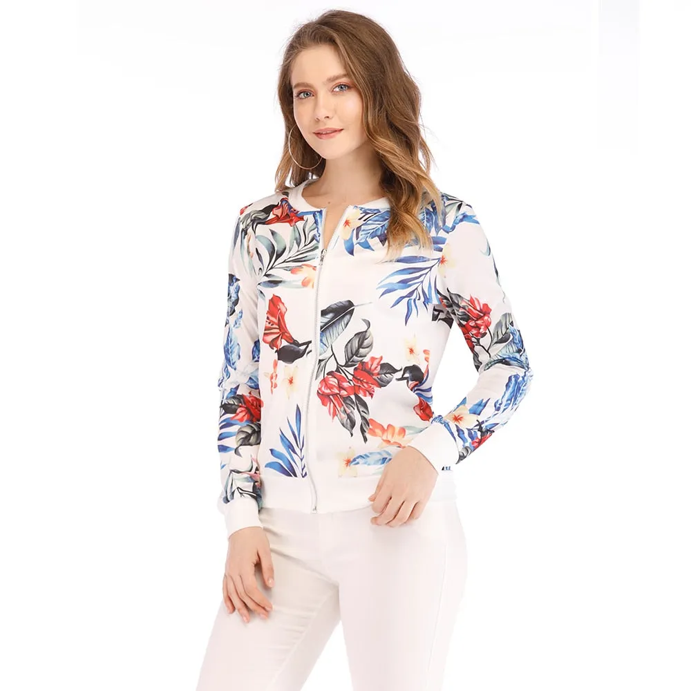 Retro Short Floral Long Sleeve Bomber Jacket sold by Body Central product image thumbnail 5