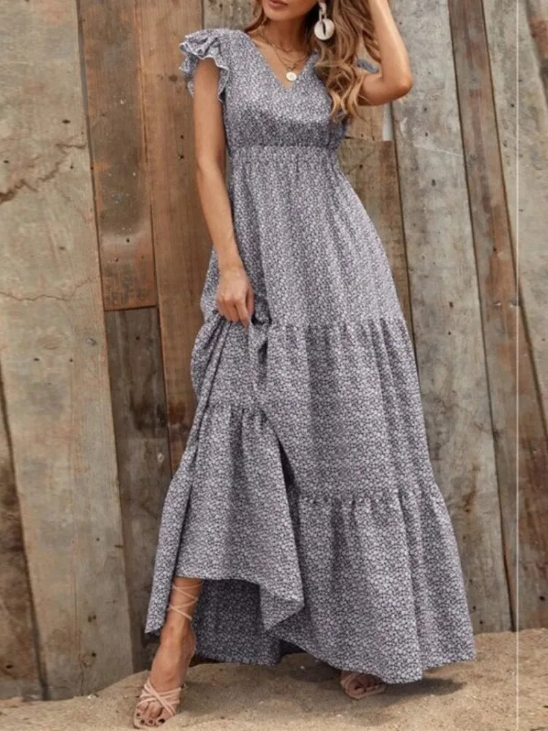 Bohemian High-rise Print Paneled Floral Long Dress sold by Body Central product image thumbnail 4