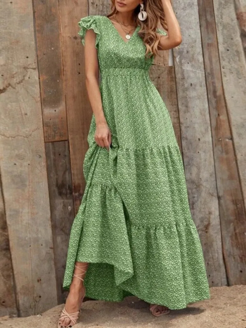 Bohemian High-rise Print Paneled Floral Long Dress sold by Body Central product image thumbnail 5