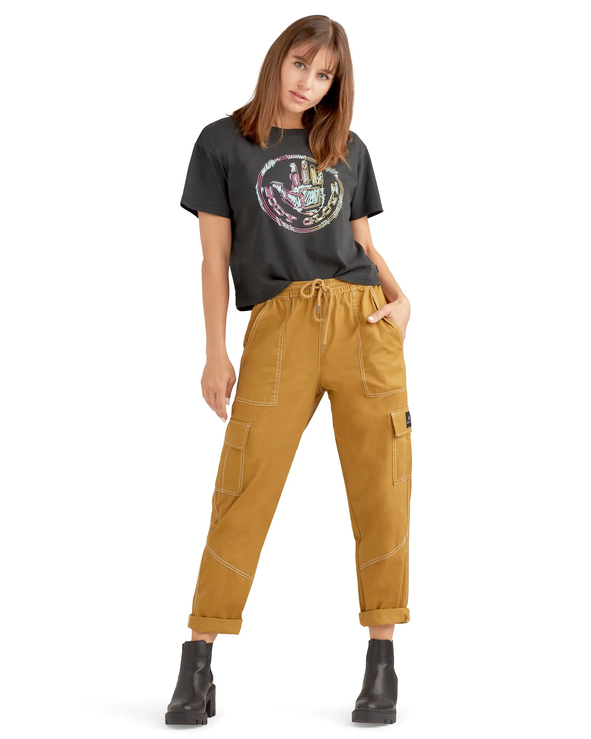 Cameila Mid-Rise Cargo Pants - Sand sold by Body Glove