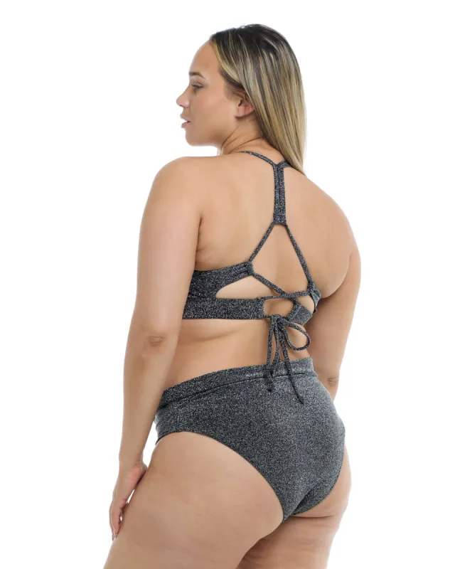 Stardust Marlee Plus Size High-Waist Bikini Bottom - Black sold by Body Glove