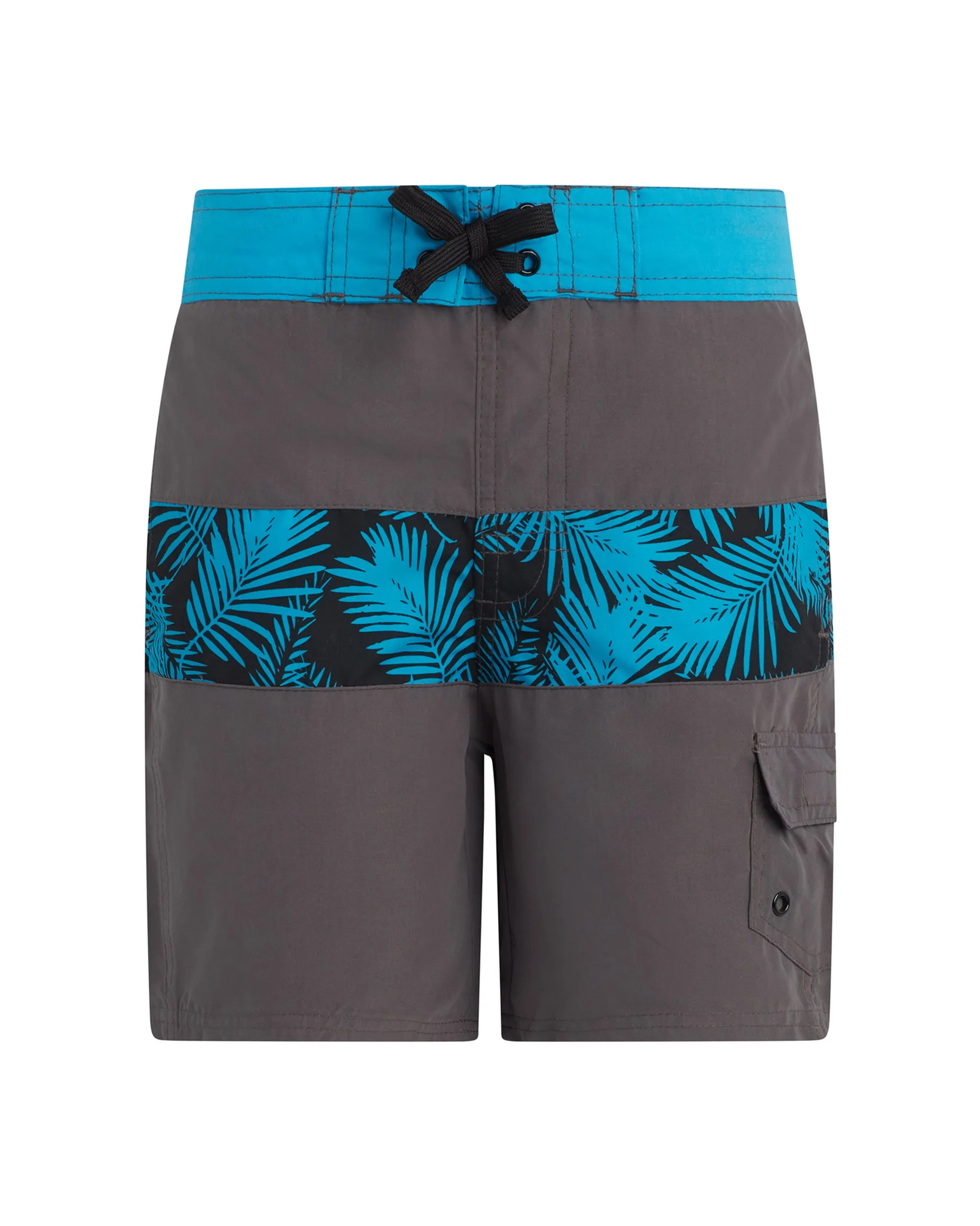 Boys' Dotted Palm-Print Swim Shorts - Grey & Blue sold by Body Glove